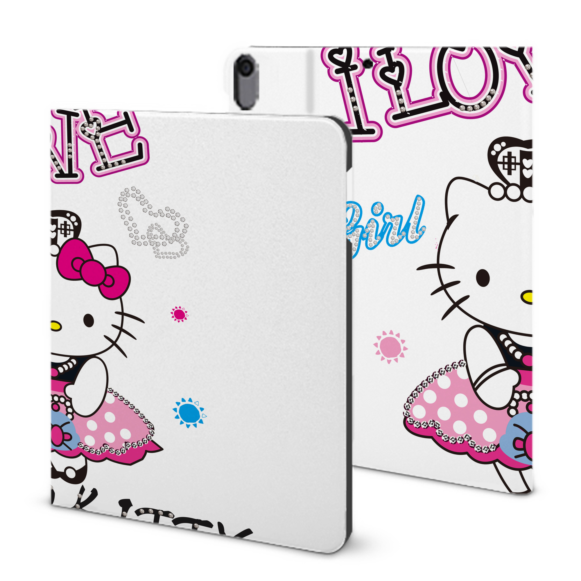 （画像用） Hello Kitty ハローキティ IPad ケース ブック型 PUレザー TPU 耐衝撃 軽量 薄型 ペン収納なし 全面保護 IPad 各モデル対応